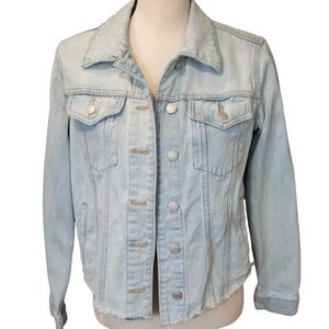 Wild Fable Lightweight Light Wash Denim Jacket, Raw Hem Short Waist‎ - SMALL